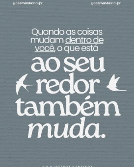 Post em fundo cinza com andorinhas e a frase Quando as coisas mudam dentro de você, o que está ao seu redor também muda